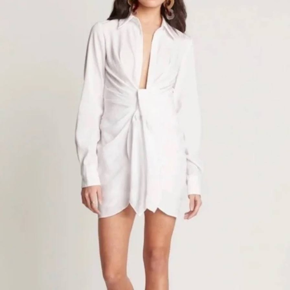 Linen Drape Mini Dress.